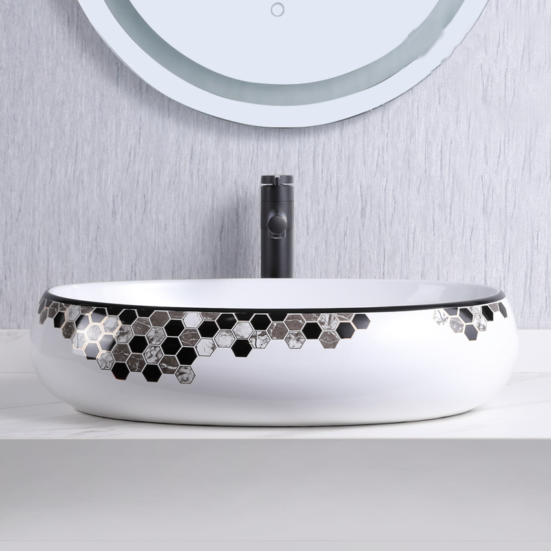 oval basin sink top mounted vanity 8252PT