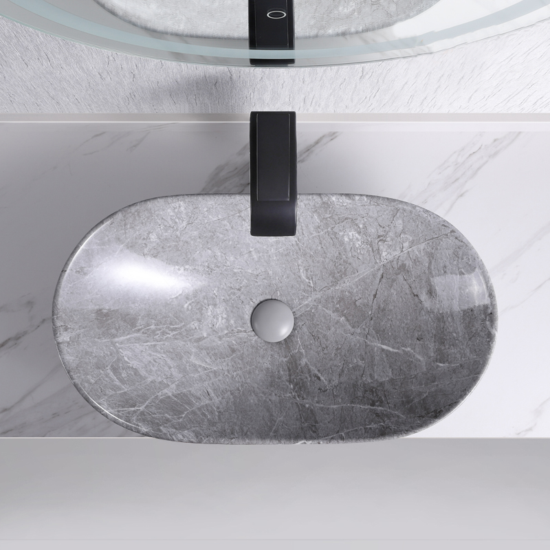grey marble ceramic sink 8477GM