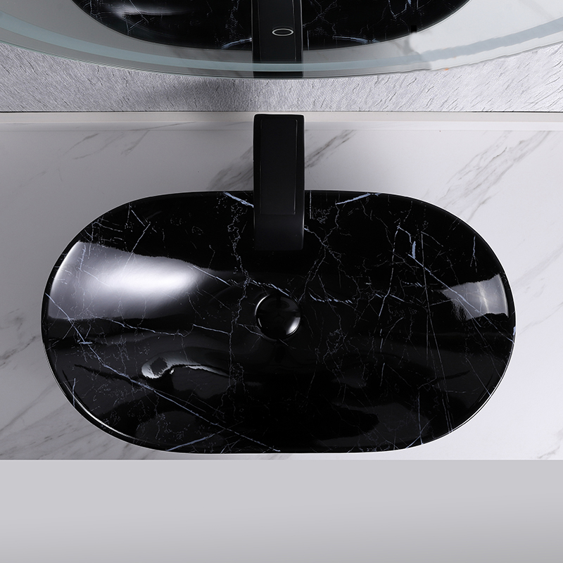 black granite print ceramic sink for top mounted sink 8477mb