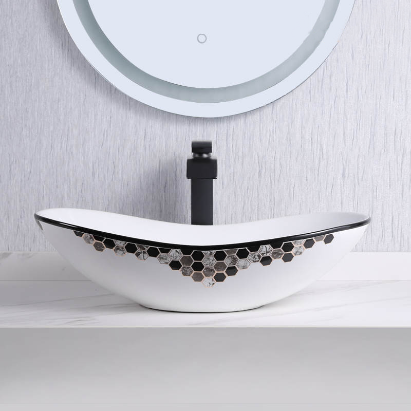 vessel sink basin with hex print 8477