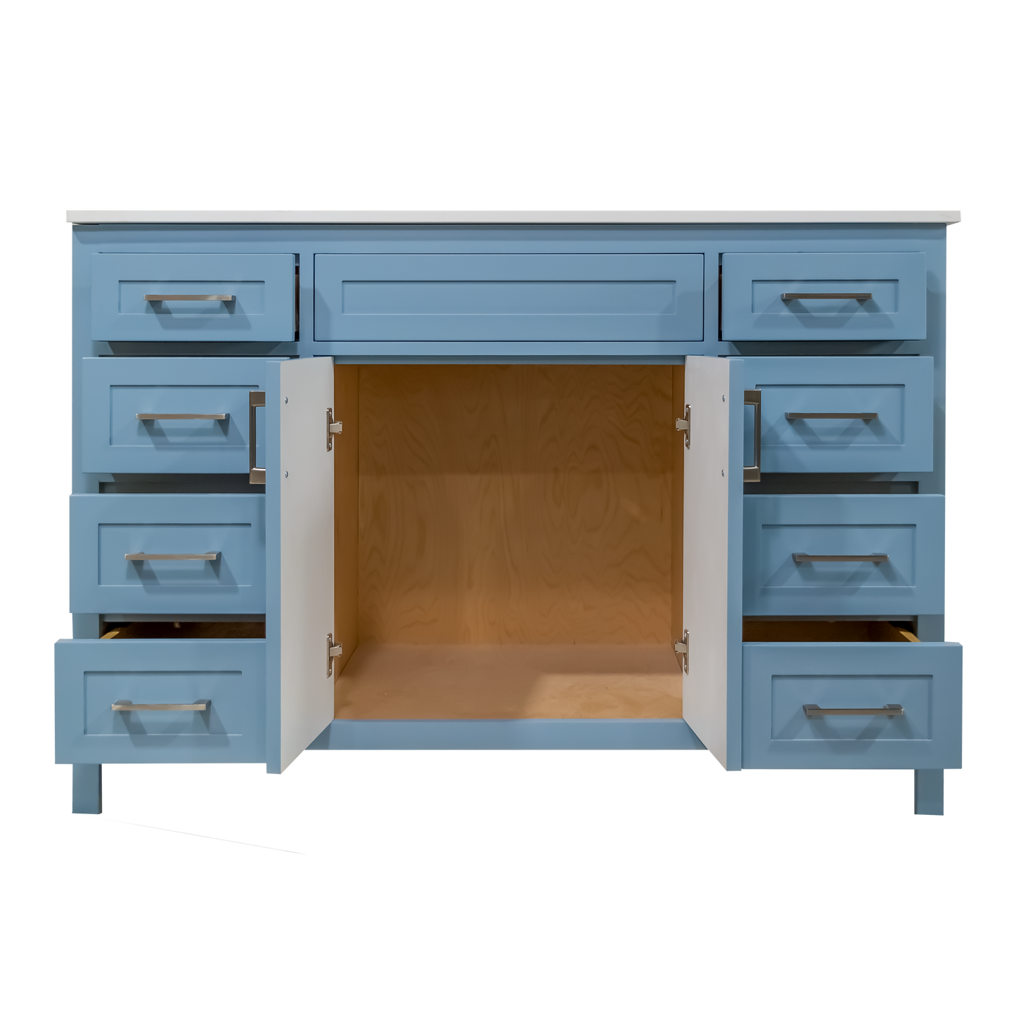 48" Knit blue 8 drawer solid wood vanity with quartz top