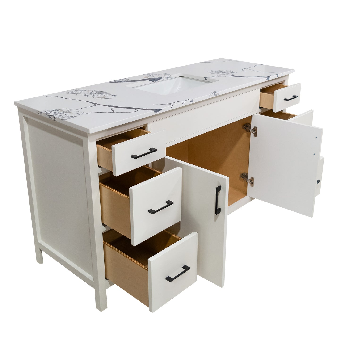 60" style Mirea vanity for bathroom with 6 drawers