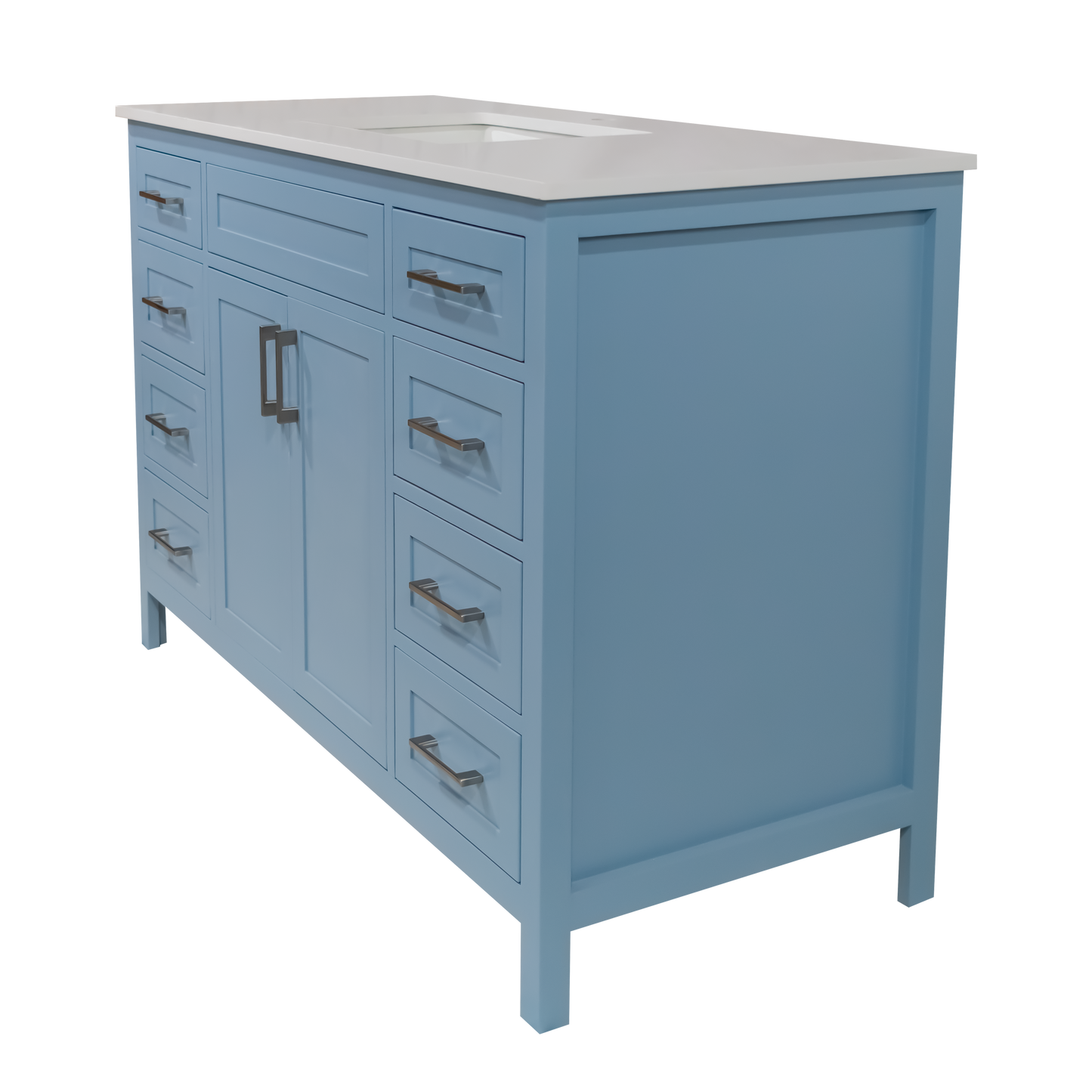 48" Knit blue 8 drawer solid wood vanity with quartz top