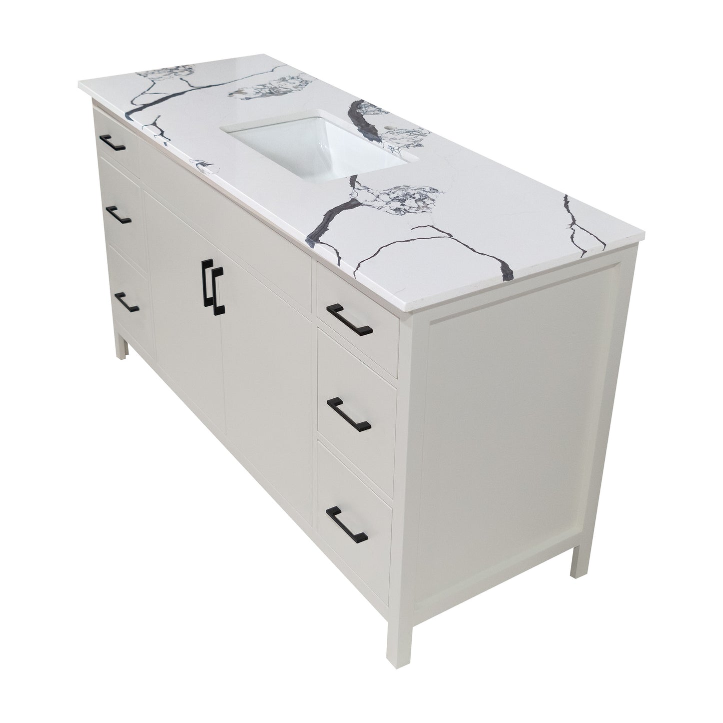 60" style Mirea vanity for bathroom with 6 drawers