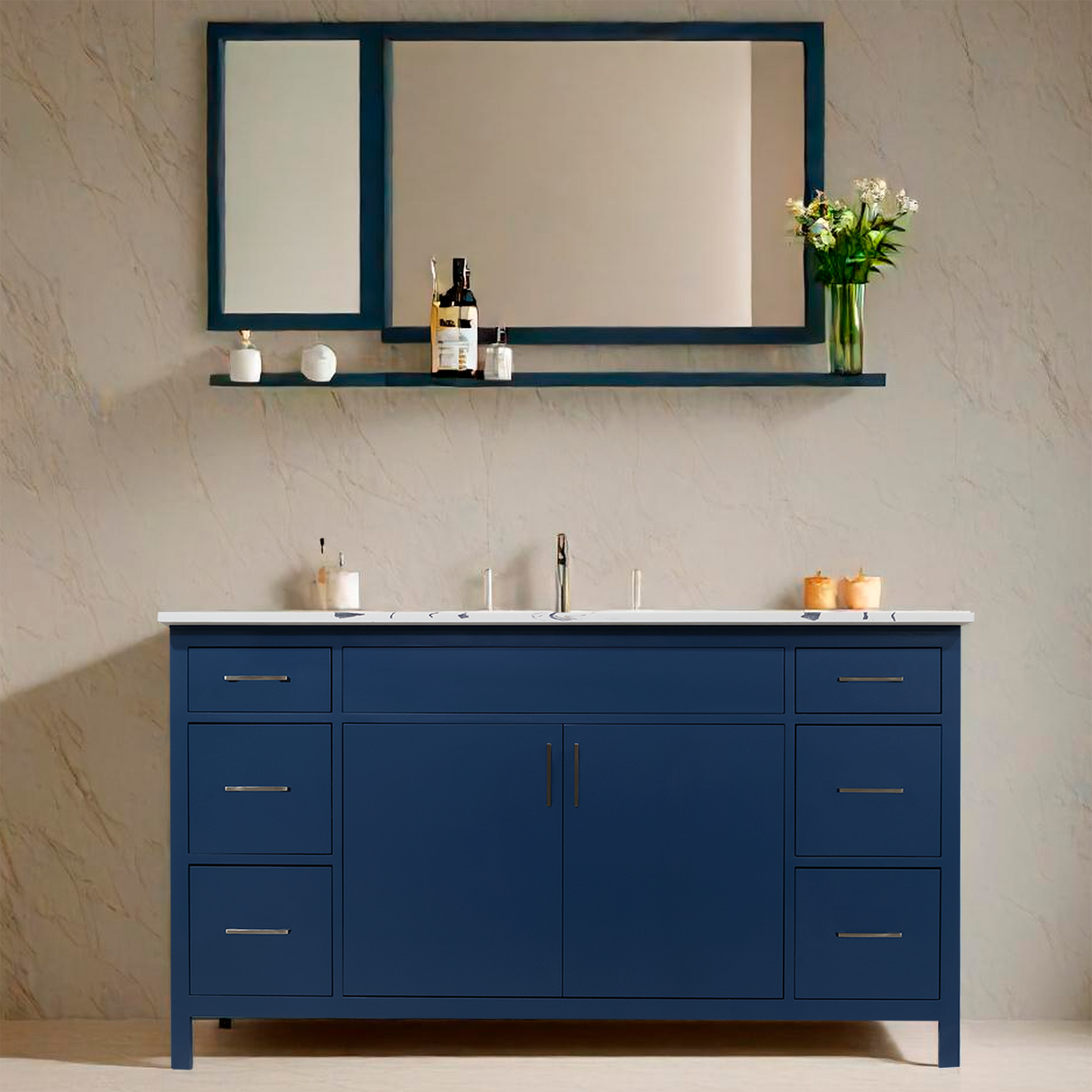 60" Mirea style bathroom vanity with quartz top