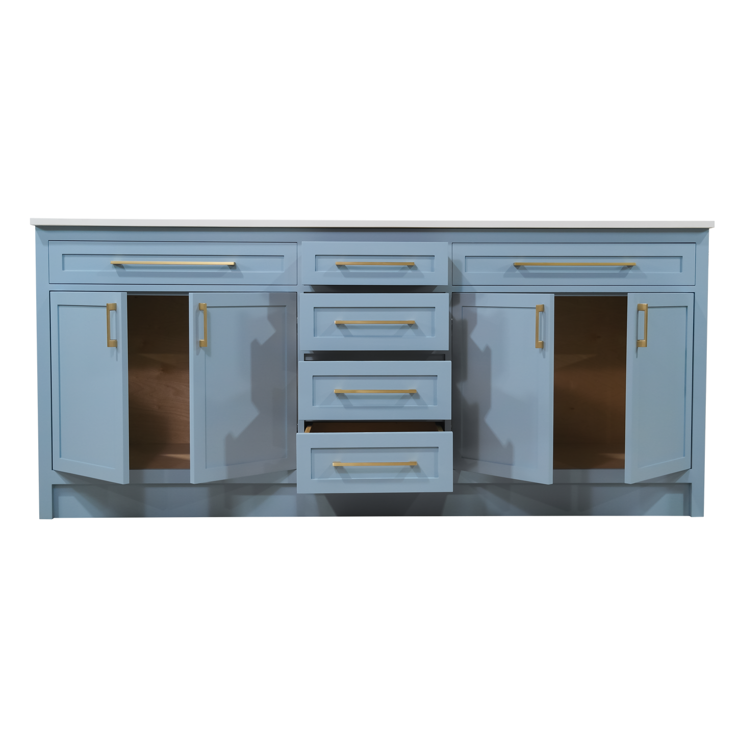 Sky blue 78" wood vanity whit double sink Quartz made in Canada