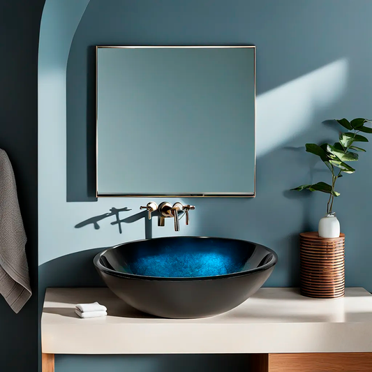 round glass sink blue for top mount