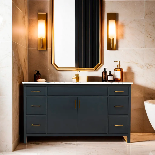 60" modern vanity with 6 drawers and 2 doors Mirea style with quartz top