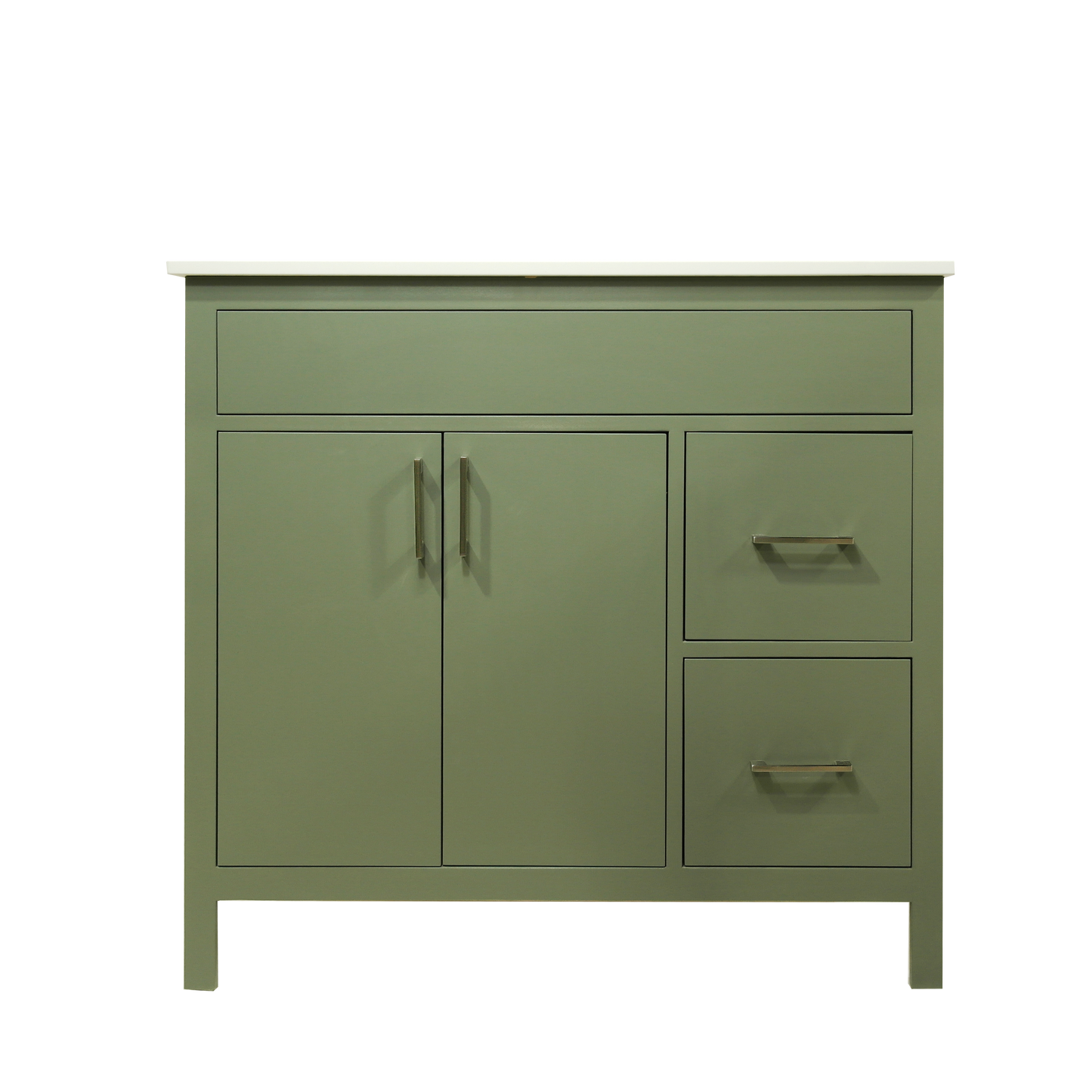 36" Mirea style lush colour  wood bathroom vanity with 2 doors and 2 drawers on right side