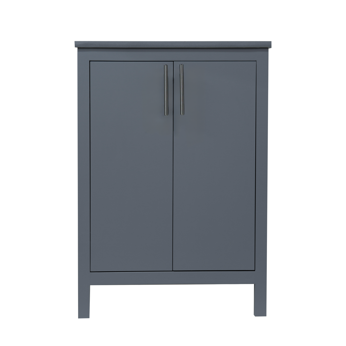 24" bathroom w00d cabinet in fog grey with Quartz top and sink