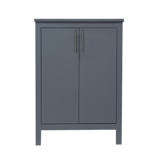 24" bathroom wood cabinet in fog grey with Quartz top and sink