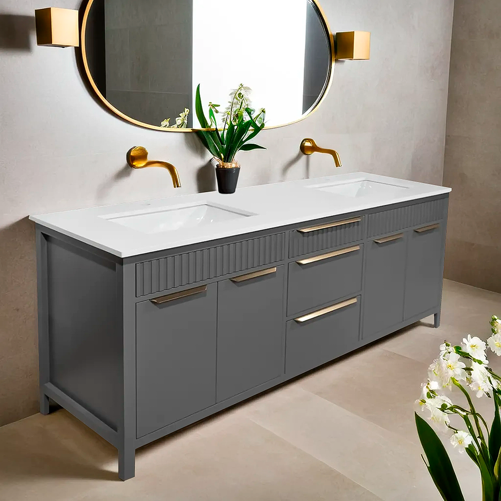 Apollo 66" modern unique wood vanity with top