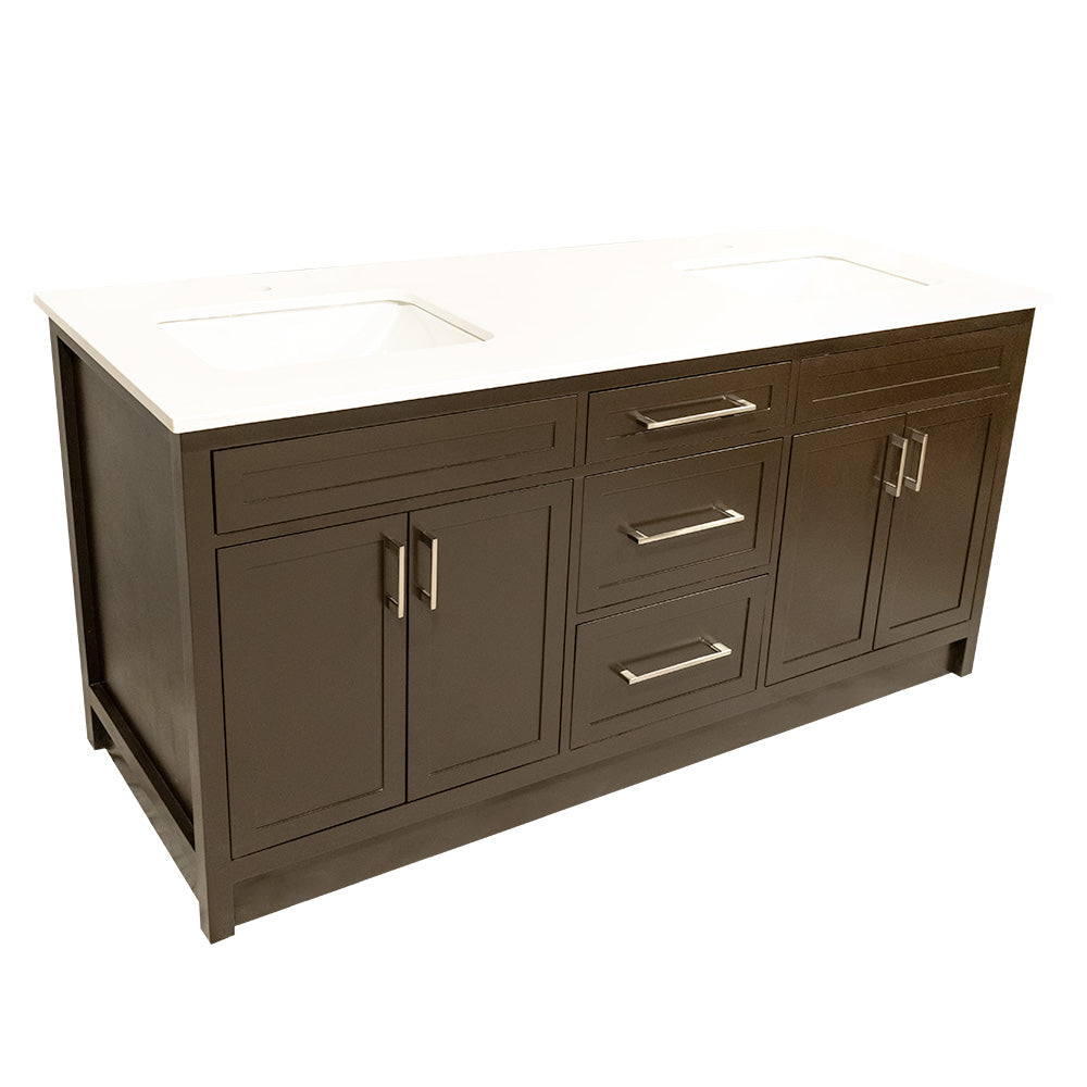 66"  shaker style double sink wood vanity