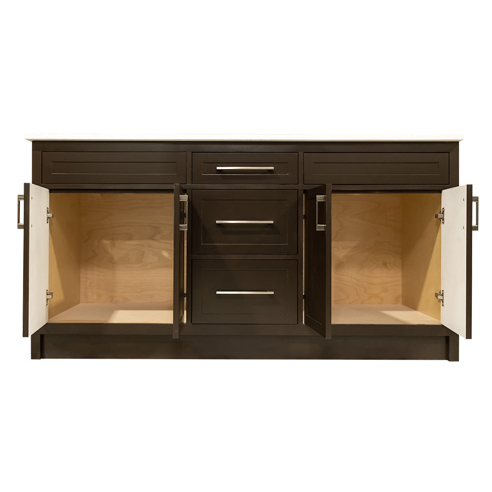 66"  shaker style double sink wood vanity