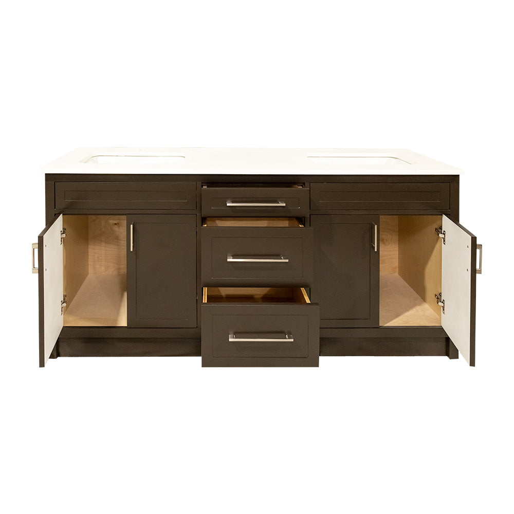 66"  shaker style double sink wood vanity