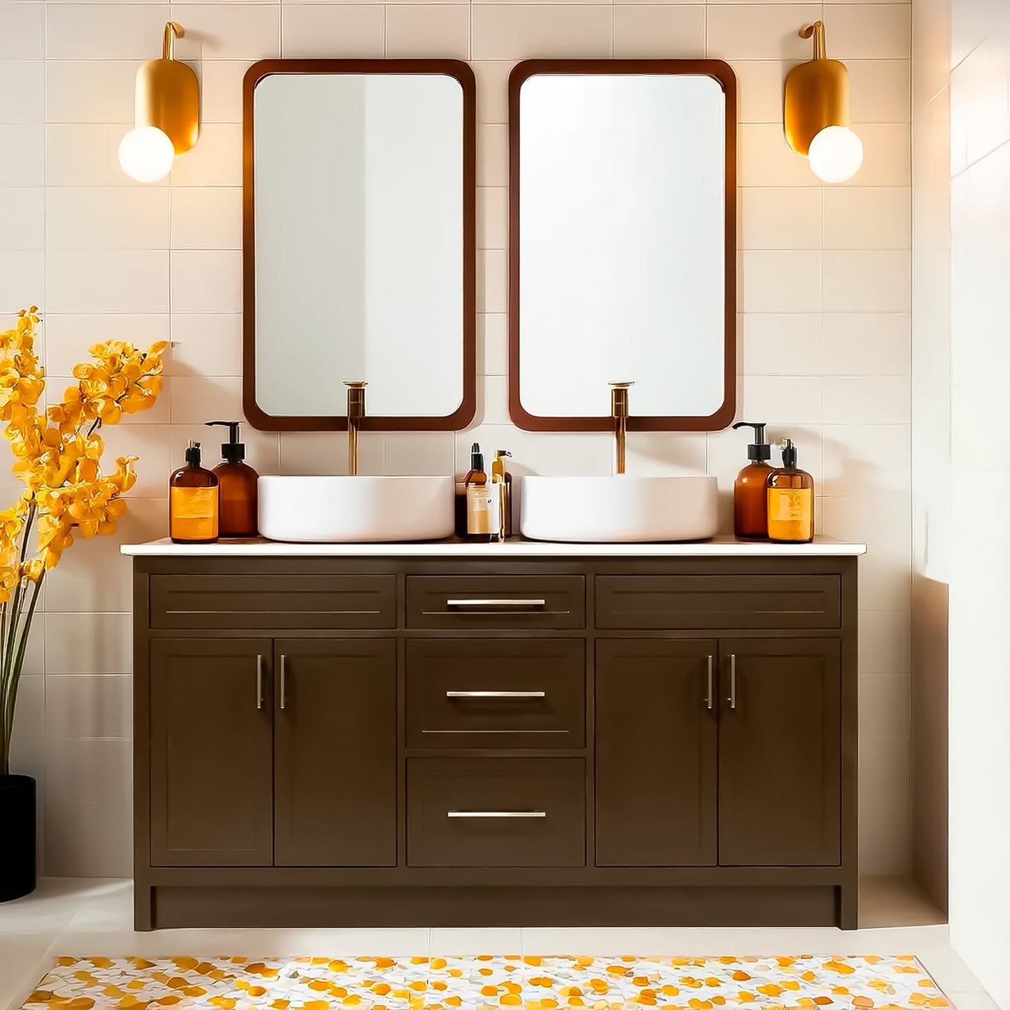 66"  shaker style double sink wood vanity