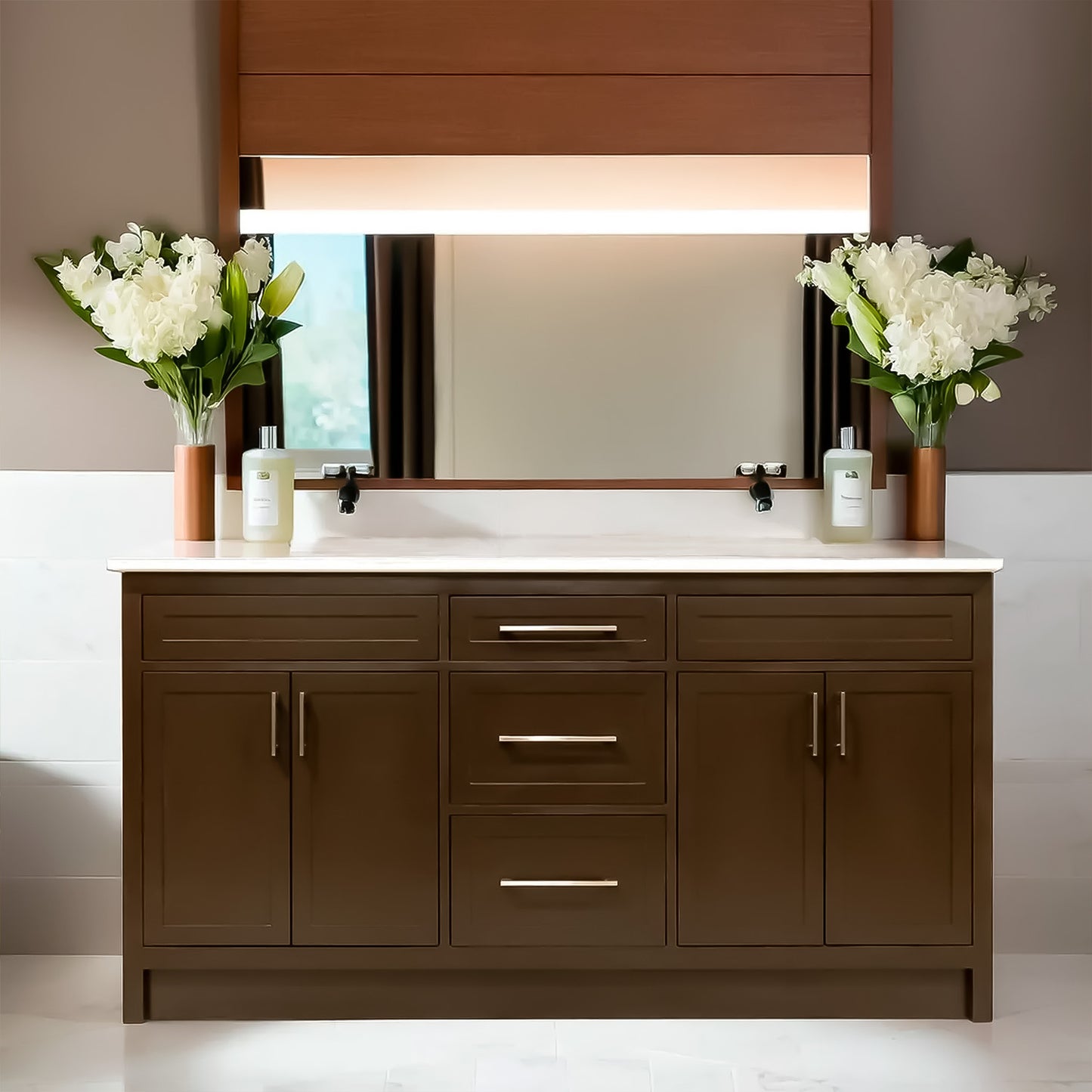 66"  shaker style double sink wood vanity