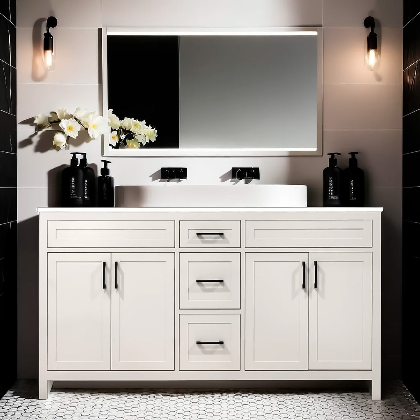 Upgrade to Luxury: The 60" Bathroom Vanity with Quartz Countertop