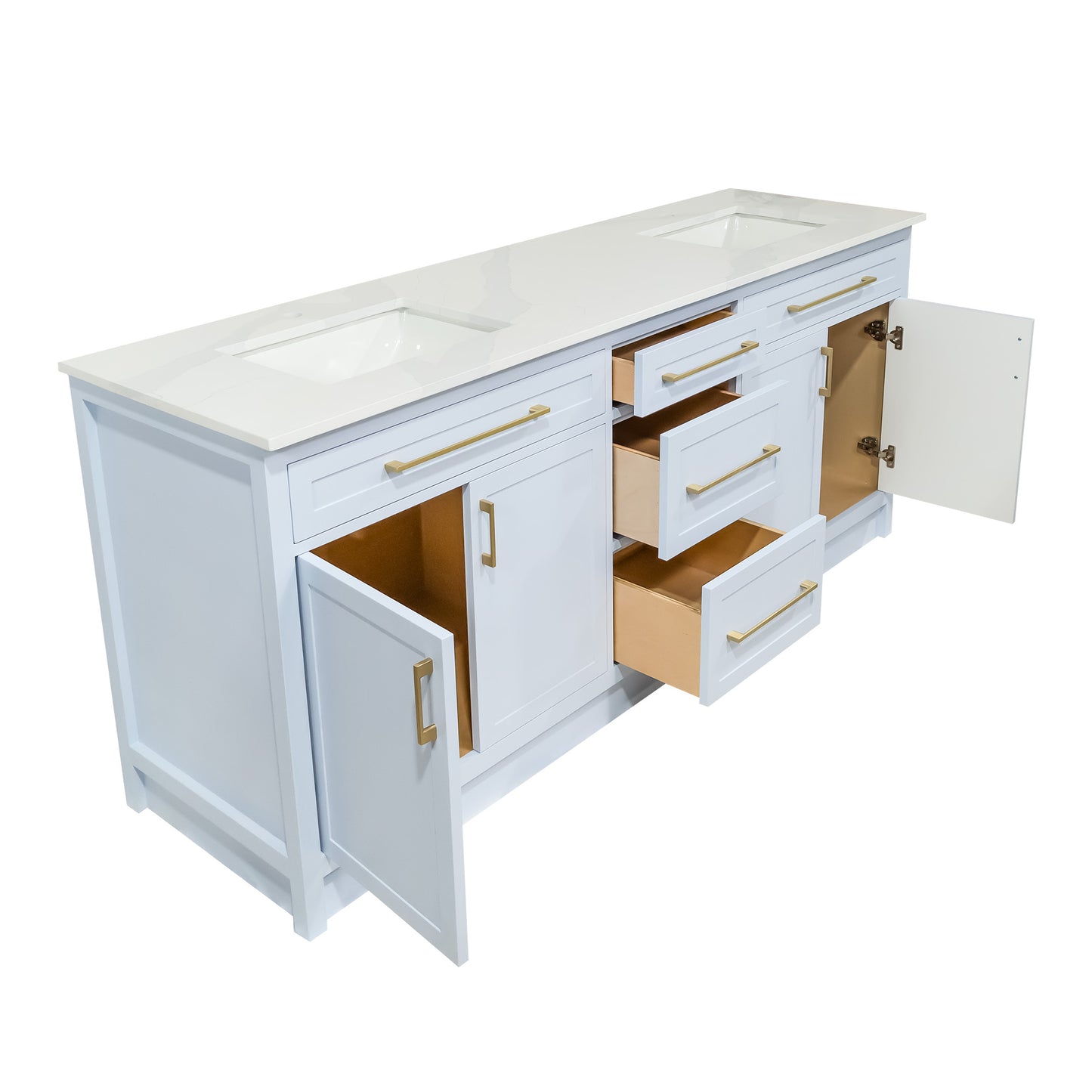 double sink vanity made in Canada Misty blue colour 5 sizes options