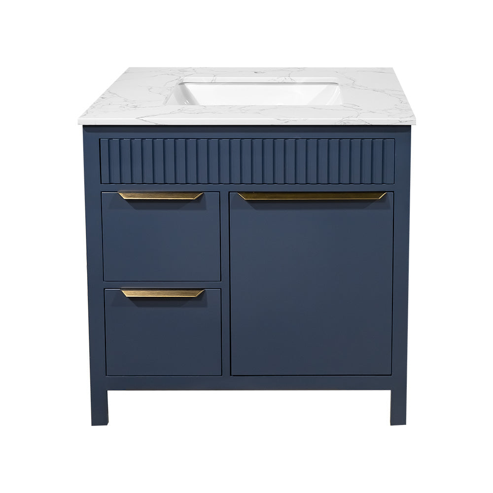 Fabia style 30" wood modern design bathroom vanity in blue