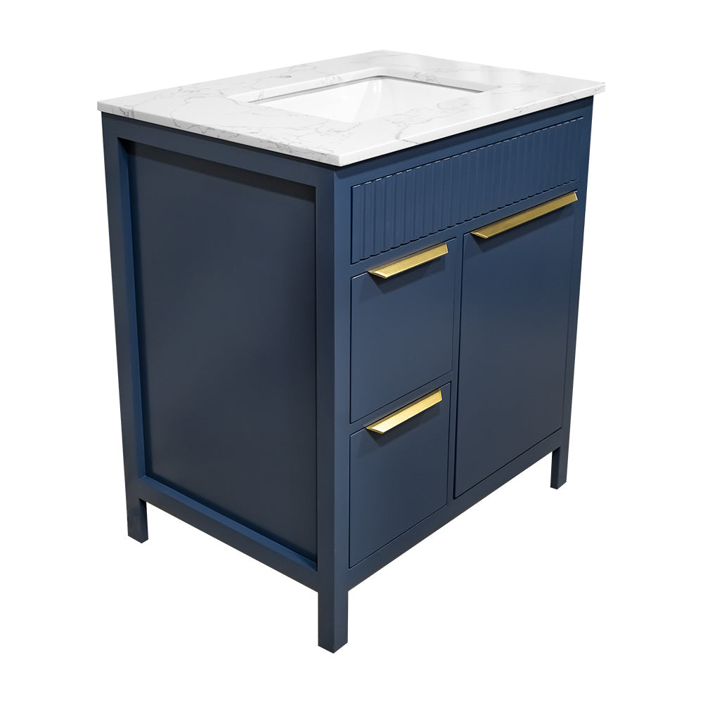 Fabia style 30" wood modern design bathroom vanity in blue