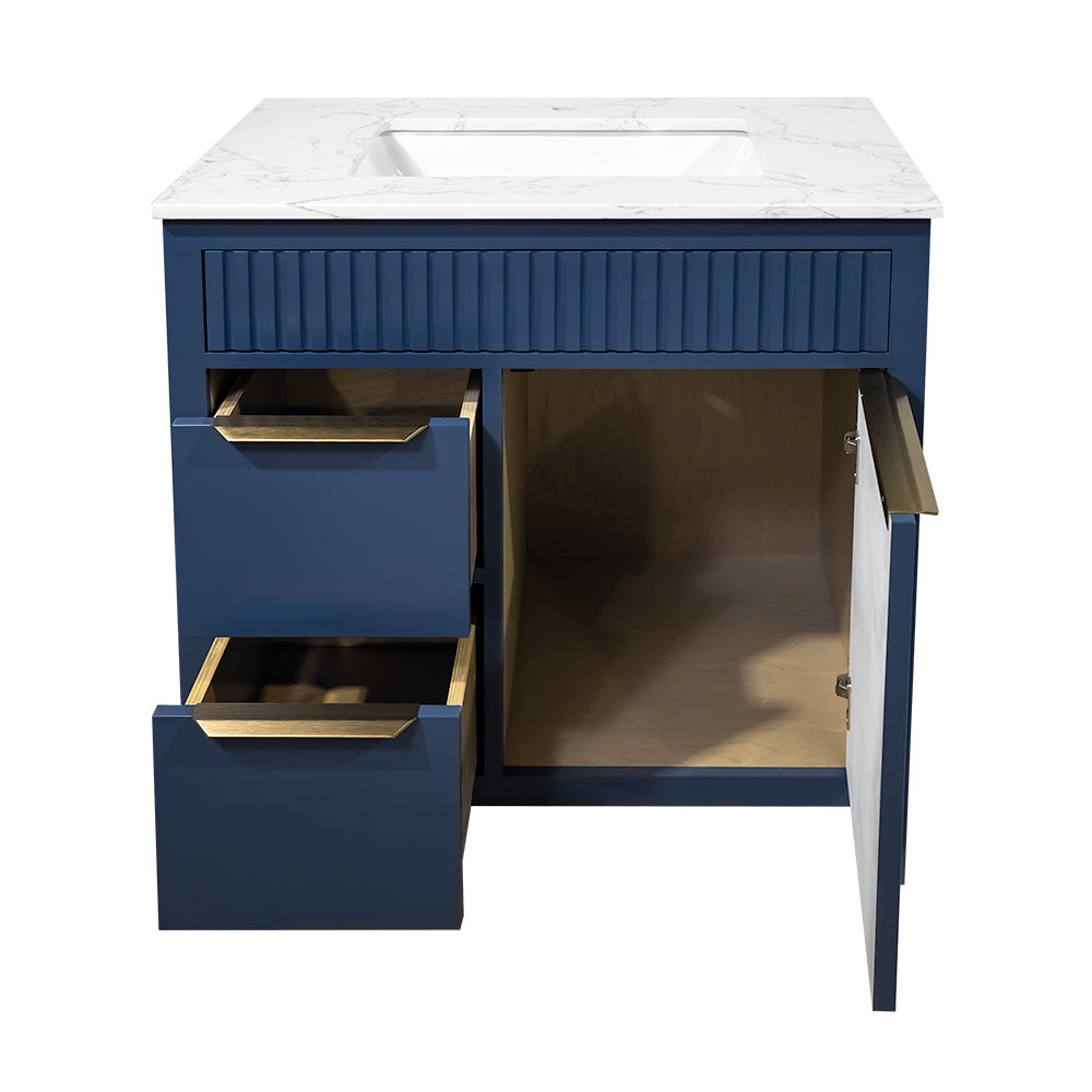 Fabia style 30" wood modern design bathroom vanity in blue