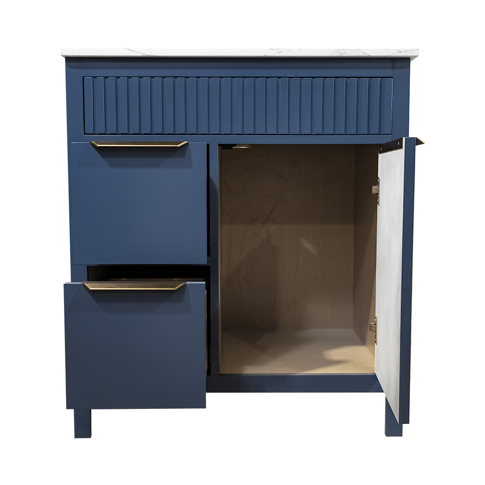 Fabia style 30" wood modern design bathroom vanity in blue