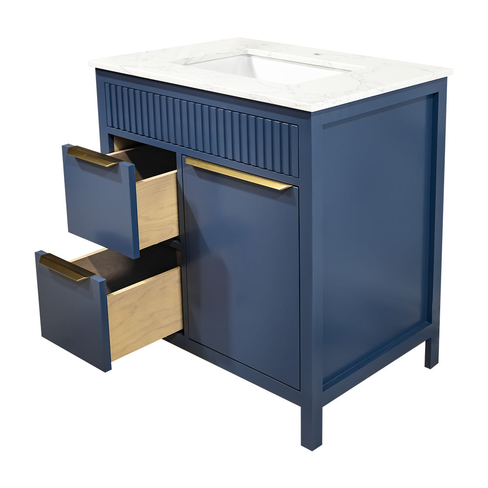 Fabia style 30" wood modern design bathroom vanity in blue