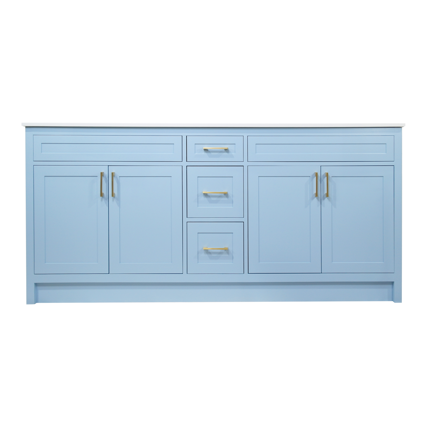 72" wood sky blue vanity for bathroom cabinet with Quartz top