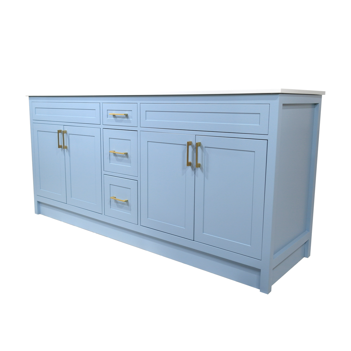 72" wood sky blue vanity for bathroom cabinet with Quartz top
