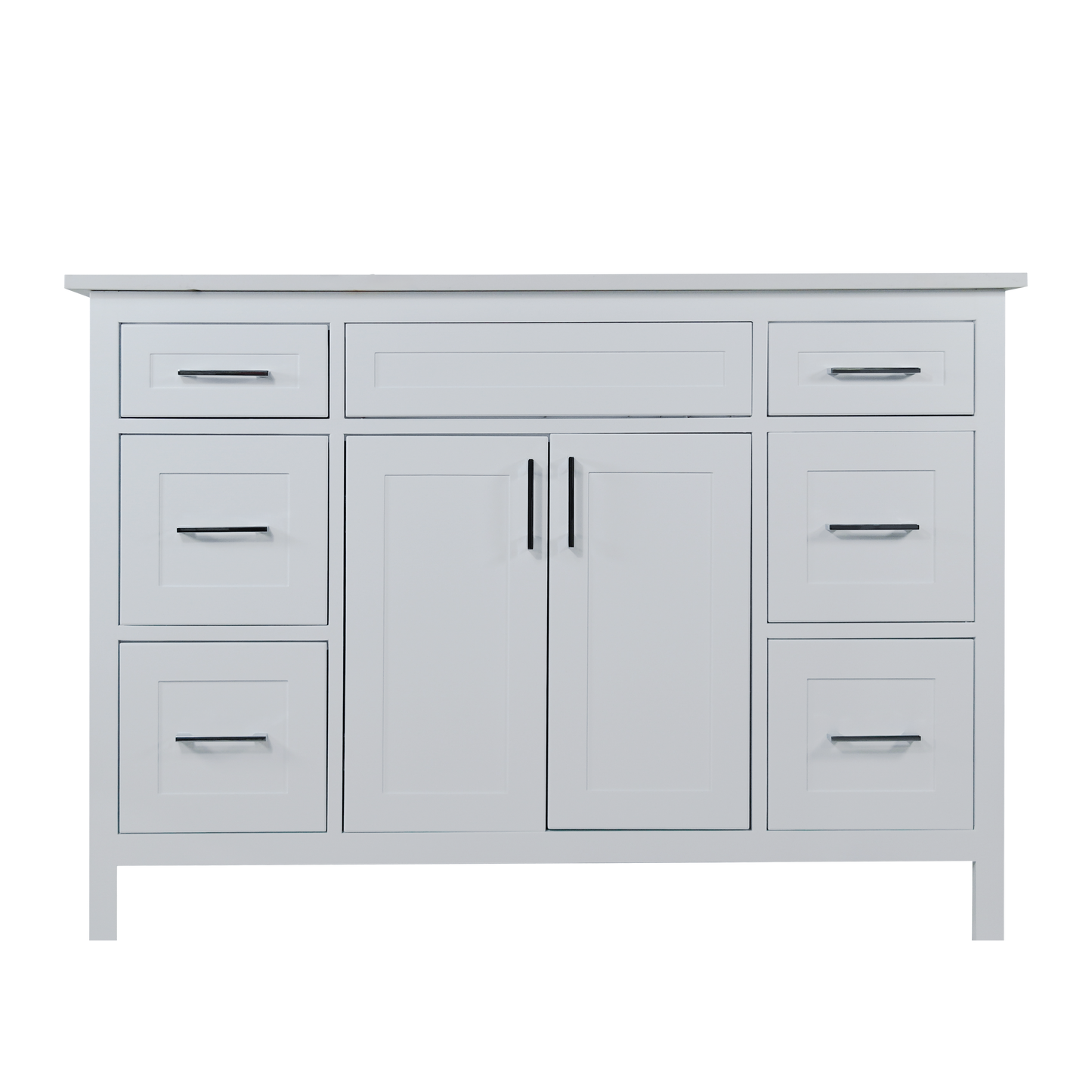48" Perla wood vanity white shaker style with 6 drawers made in Canada