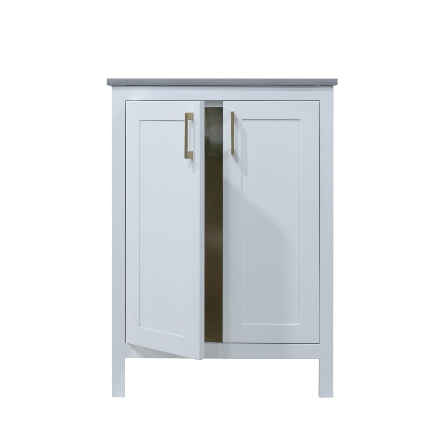 24" White shaker style wood vanity with Quartz top  for bathroom made in Canada