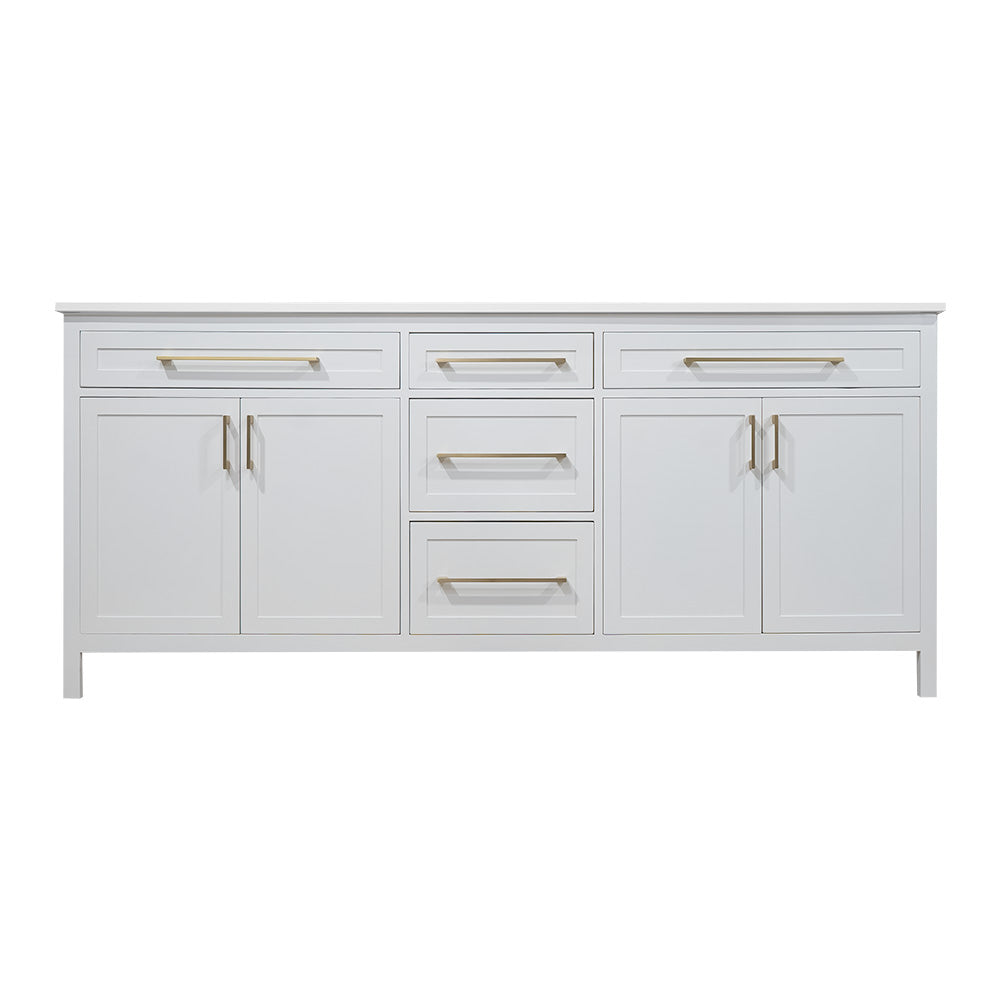 Blanca style 78" wood bathroom vanity with 3 drawers  quartz top included