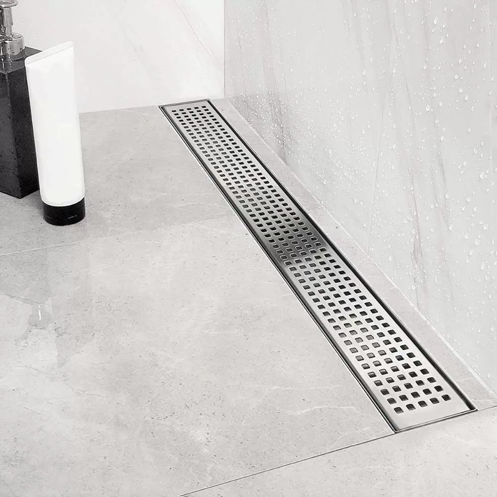 linear shower drain stain less steel block design grill top