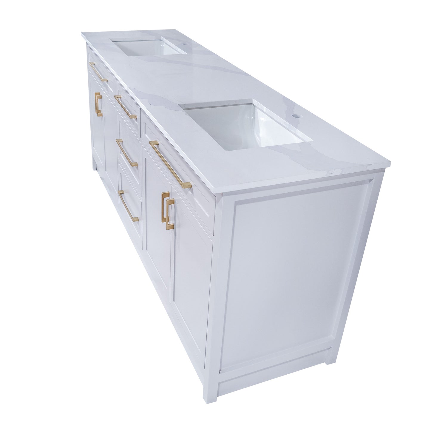 wood vanity double sink  in Cement Grey colour with Quartz top