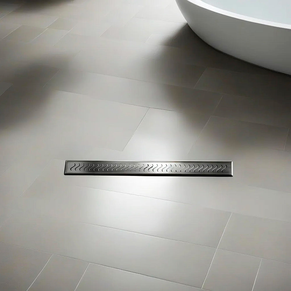 48" linear shower drain stain less steel with waterproof membrane