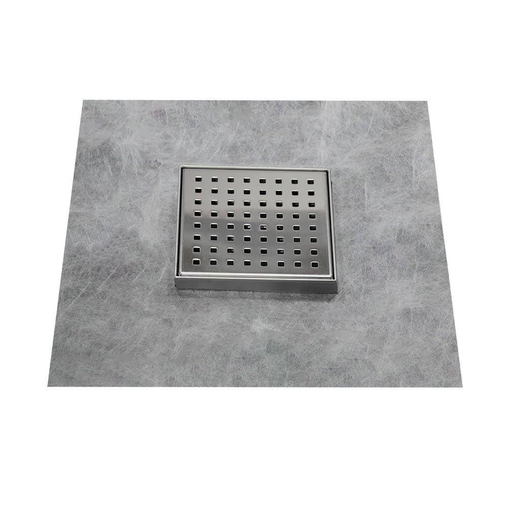 stain less steel 6"x6" square drain with Stripe style grill and membrane